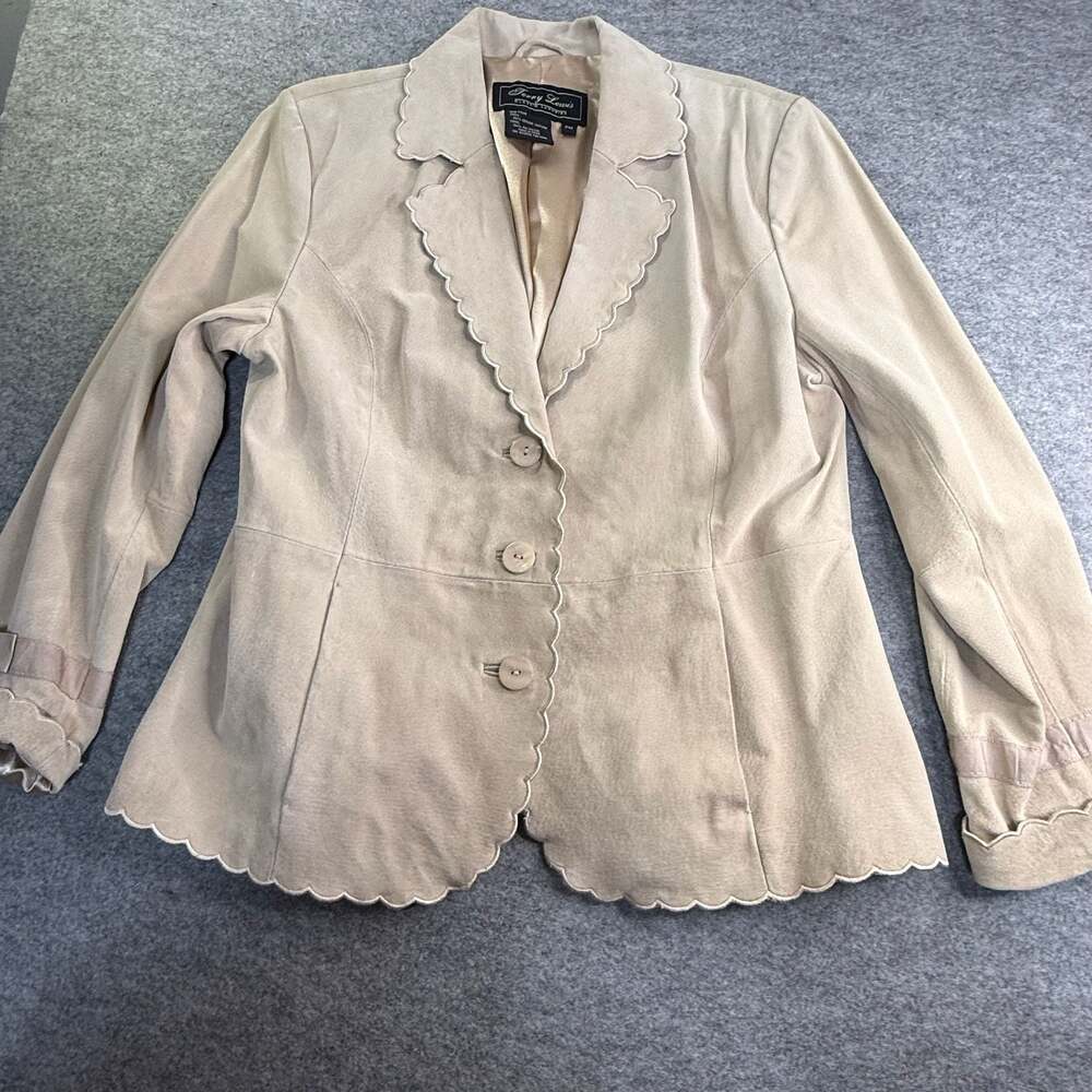 Terry Lewis Classic Luxuries Women's Beige Genuine Suede Leather Blazer Jacket